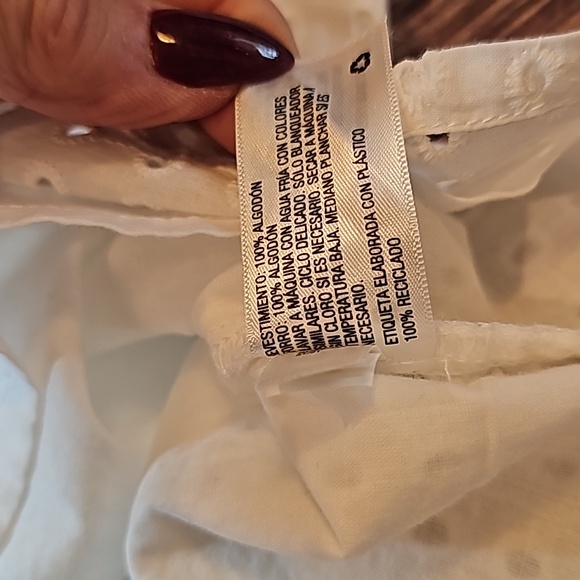 NEW A•NEW•DAY WHITE LINED EYELET LANTERN SLEEVE PULLOVER BLOUSE TOP - Picture 14 of 14